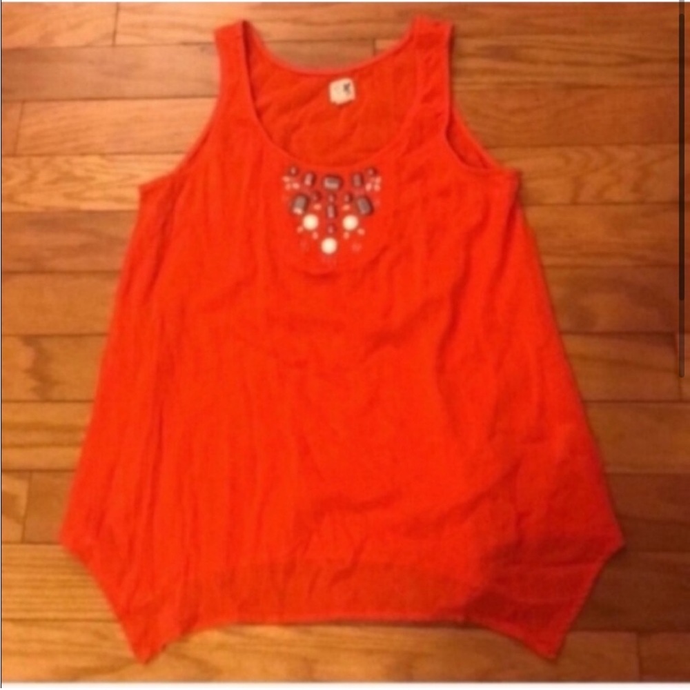 Edme & Esyllte Top Womens 4 Orange Sleeveless Embellished Top
